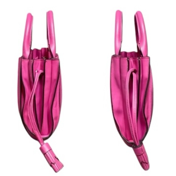 Lupo Barcelona Pink Albanico Pleated Leather Three Way Convertible Handbag - Picture 6 of 12
